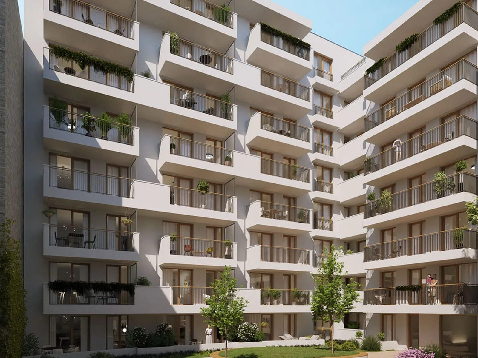 A MARA Residence belső udvari homlokzata erkélyekkel